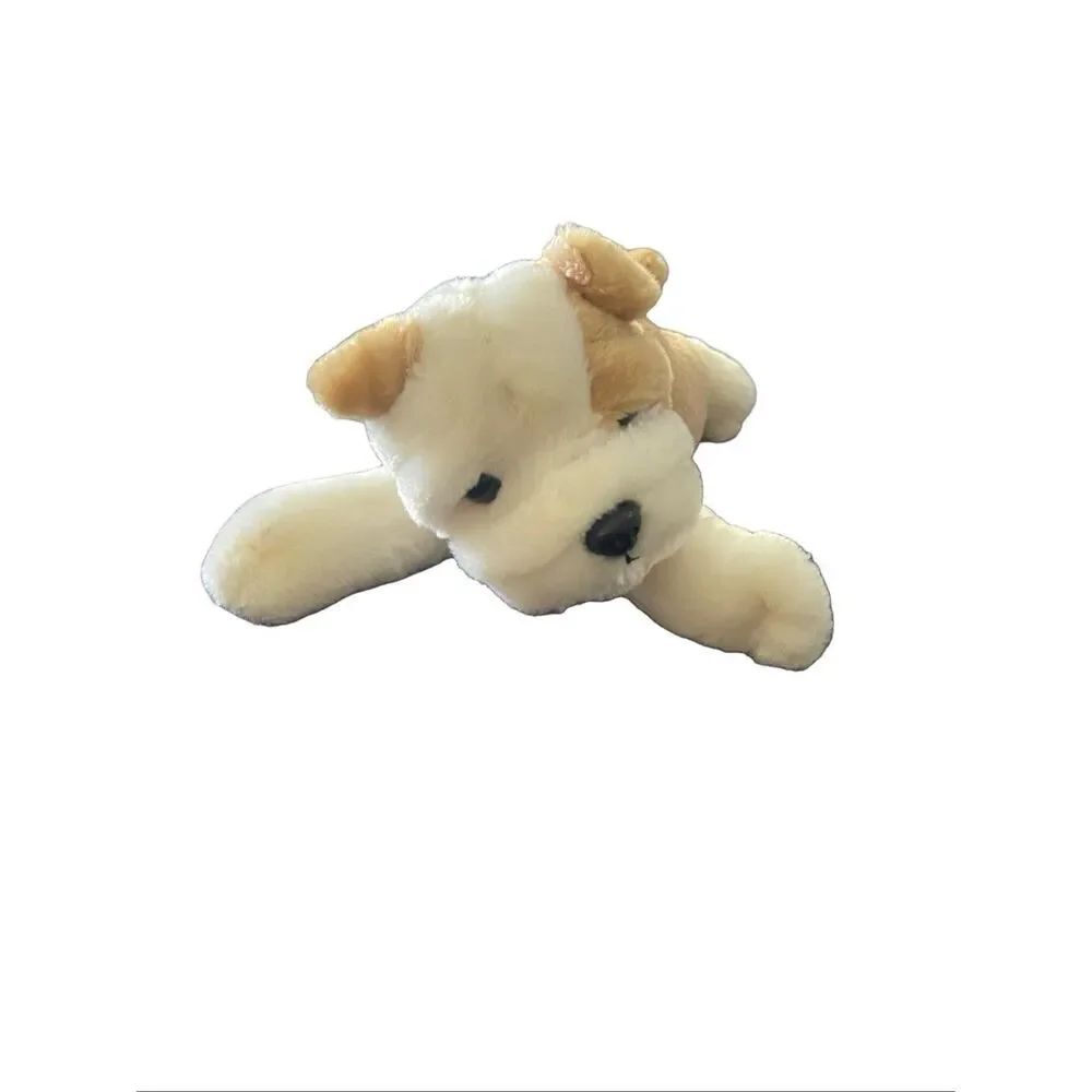 Aurora World Tan White Flopsie "Wills" Bulldog Plush Stuffed Animal 7"
